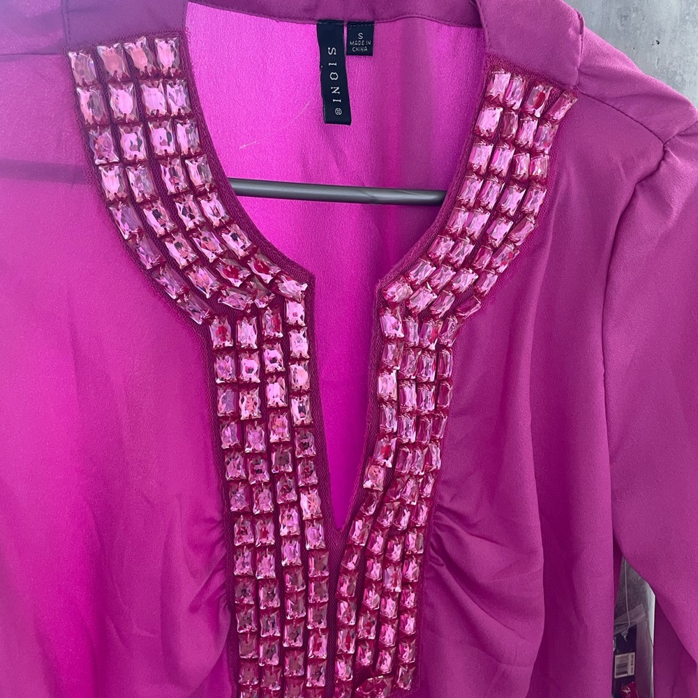 Pink Embellished Women's Top